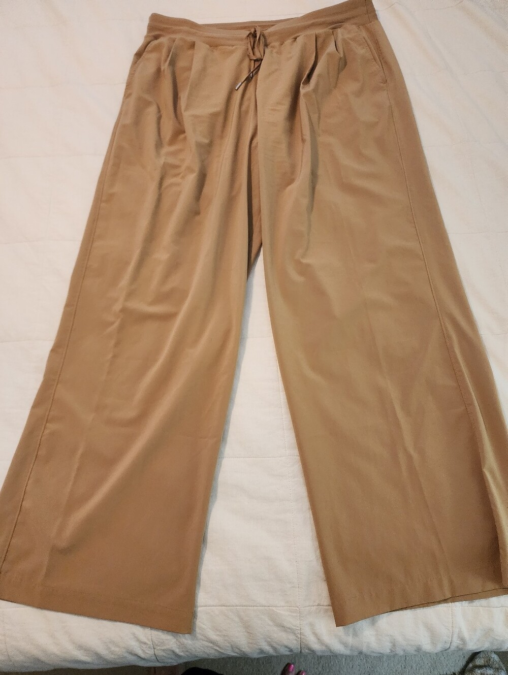 Calia Carrie Underwood Women's Wide-Leg Drawstring Pants Tan XXL Athleisure